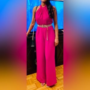 Hot Pink Halter Jumpsuit